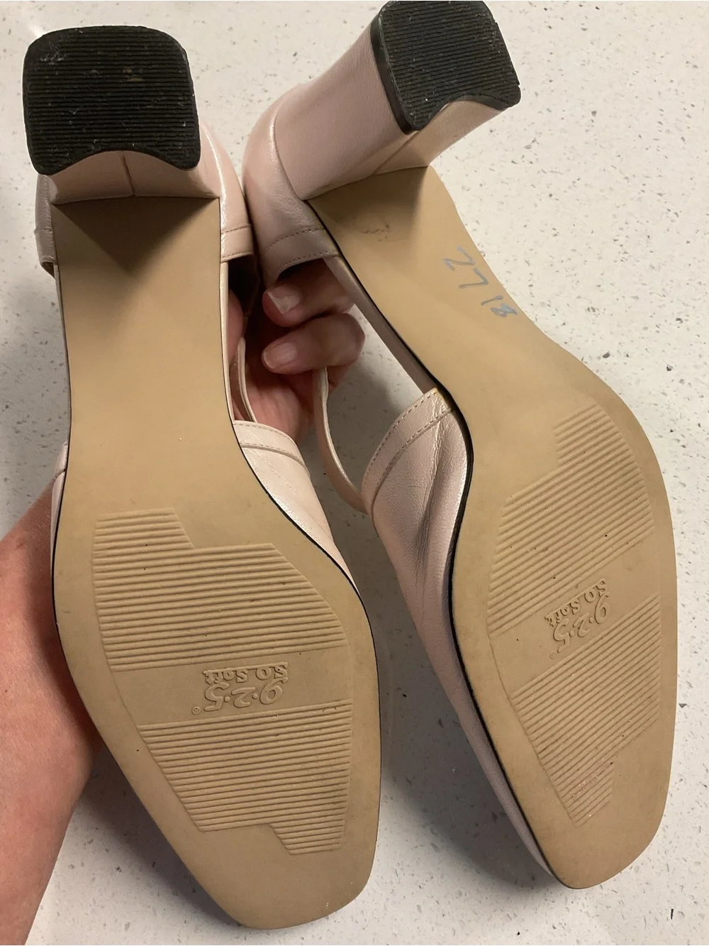 9.2.5 Women's Blush Pink T-Strap Comfort Heels